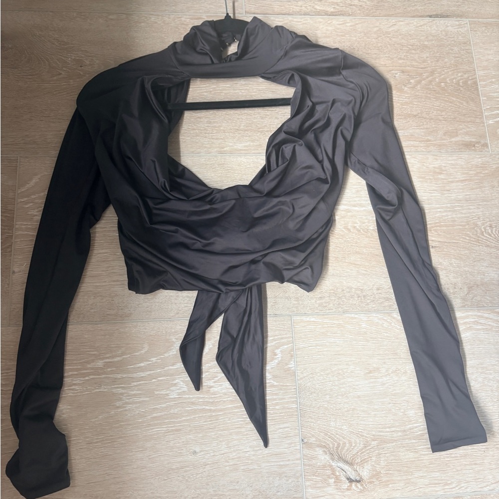 Oh Polly Black Draped Blouse